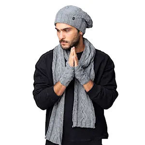 ست کلاه و شال و ساق دست بافت سام مدل داخل خز کد 442